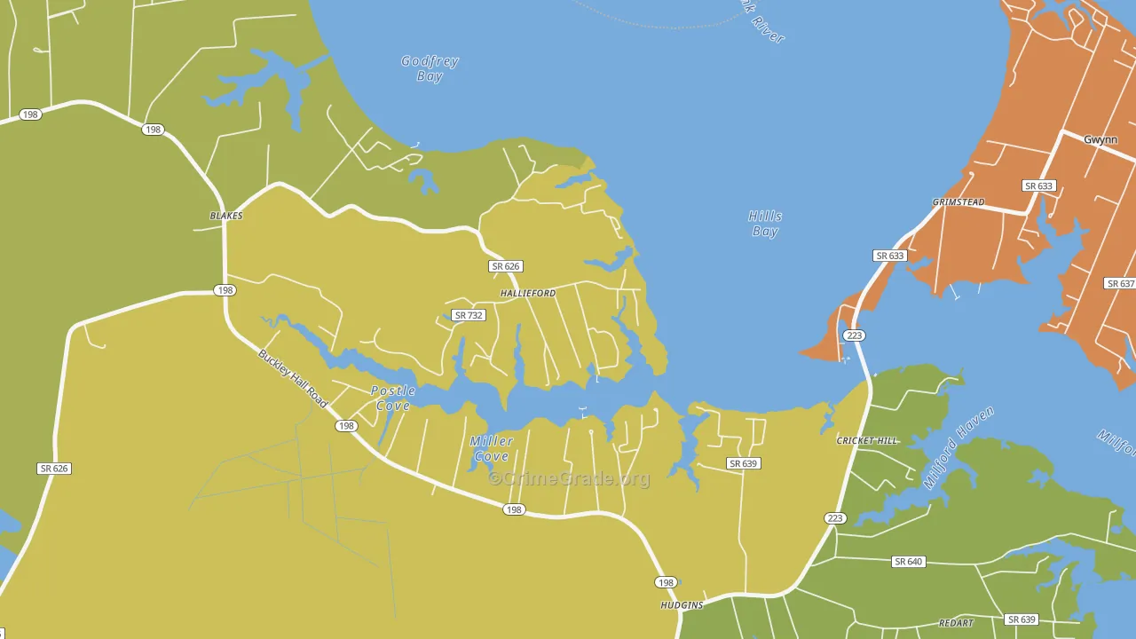 23068, VA Map of Drug-Related Crime Rates