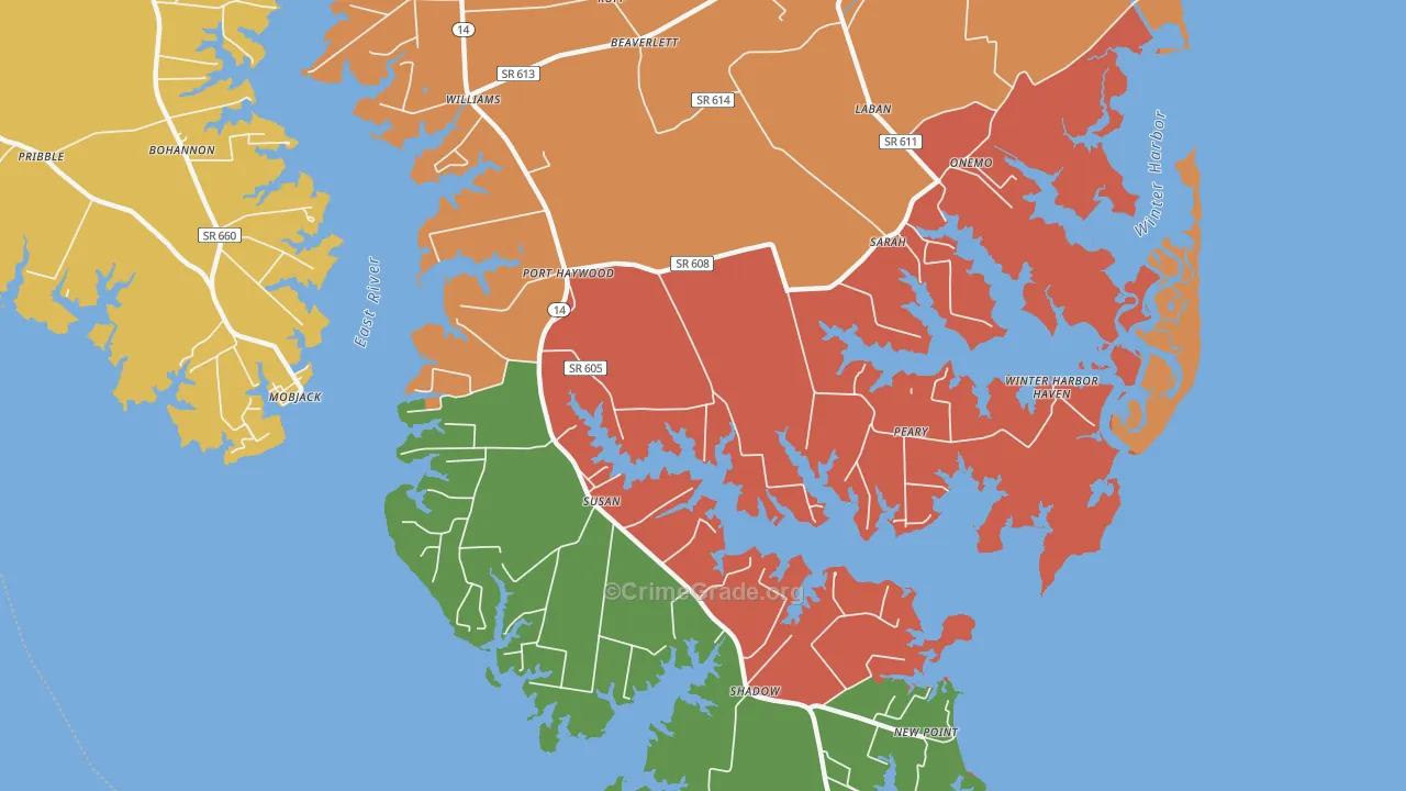 23138, VA Map of Drug-Related Crime Rates