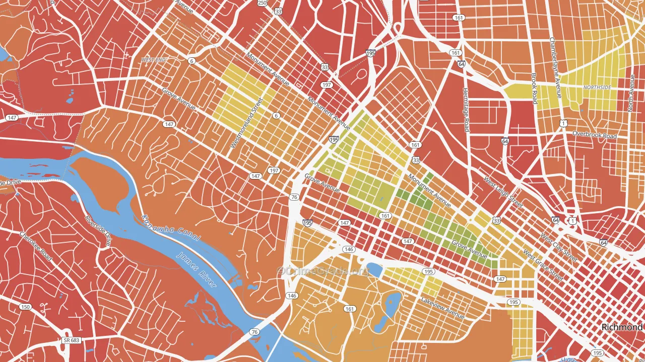 23221, VA Map of Drug-Related Crime Rates