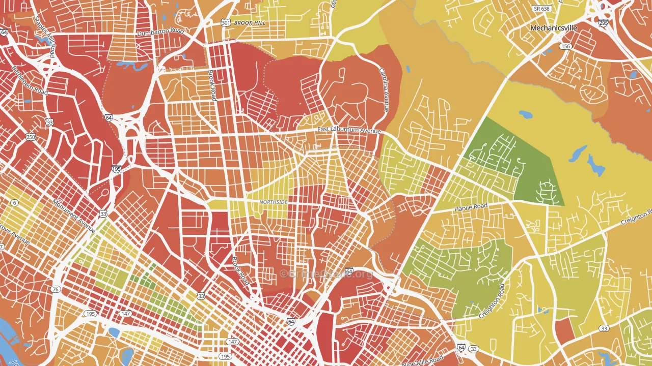23222, VA Map of Drug-Related Crime Rates