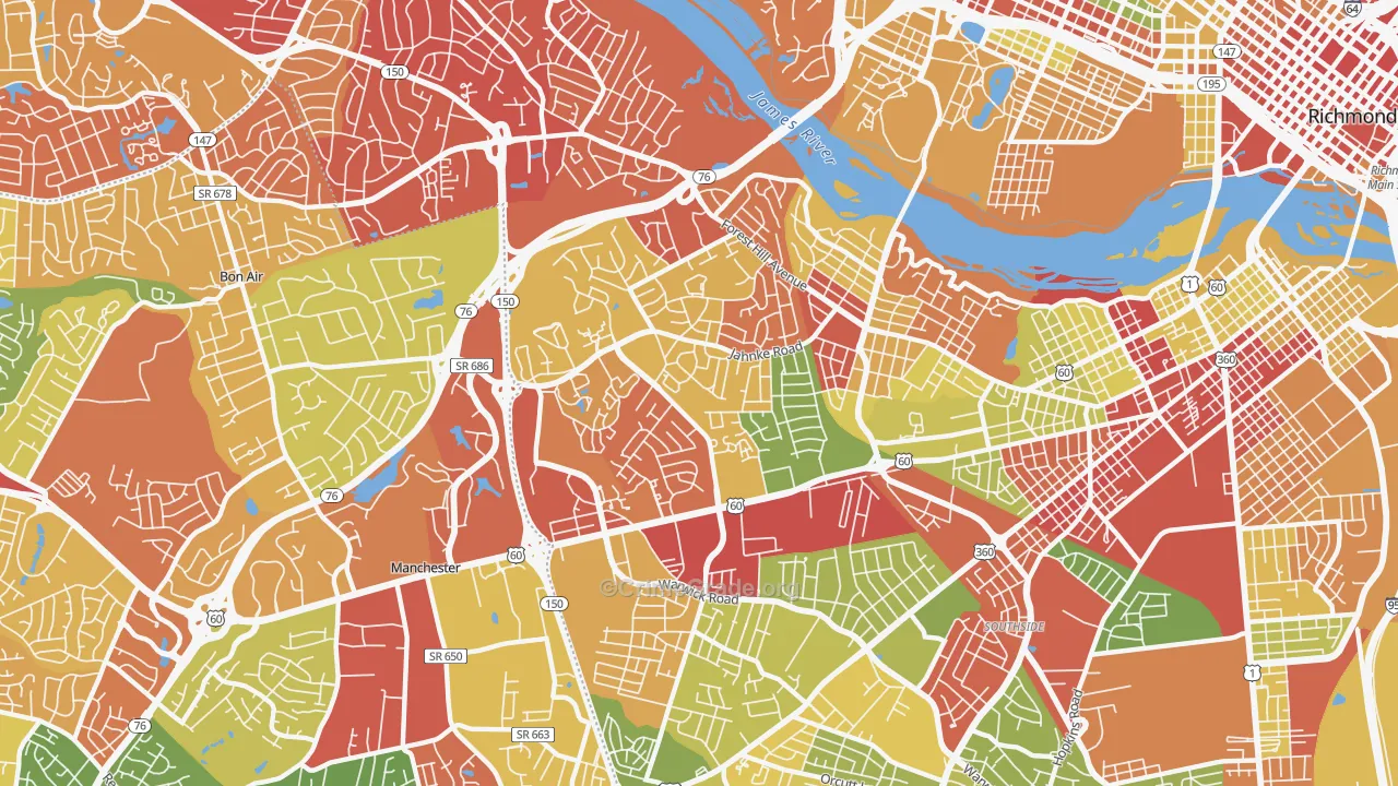 23225, VA Map of Drug-Related Crime Rates