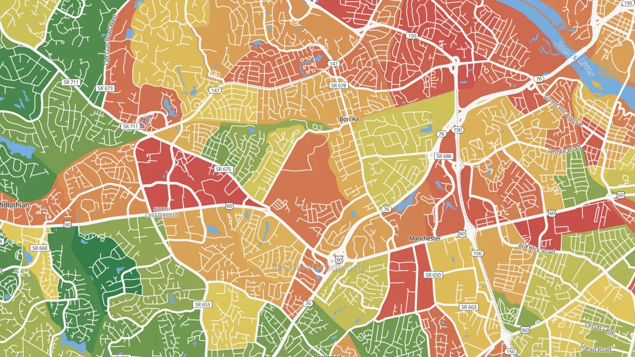 23235, VA Map of Drug-Related Crime Rates