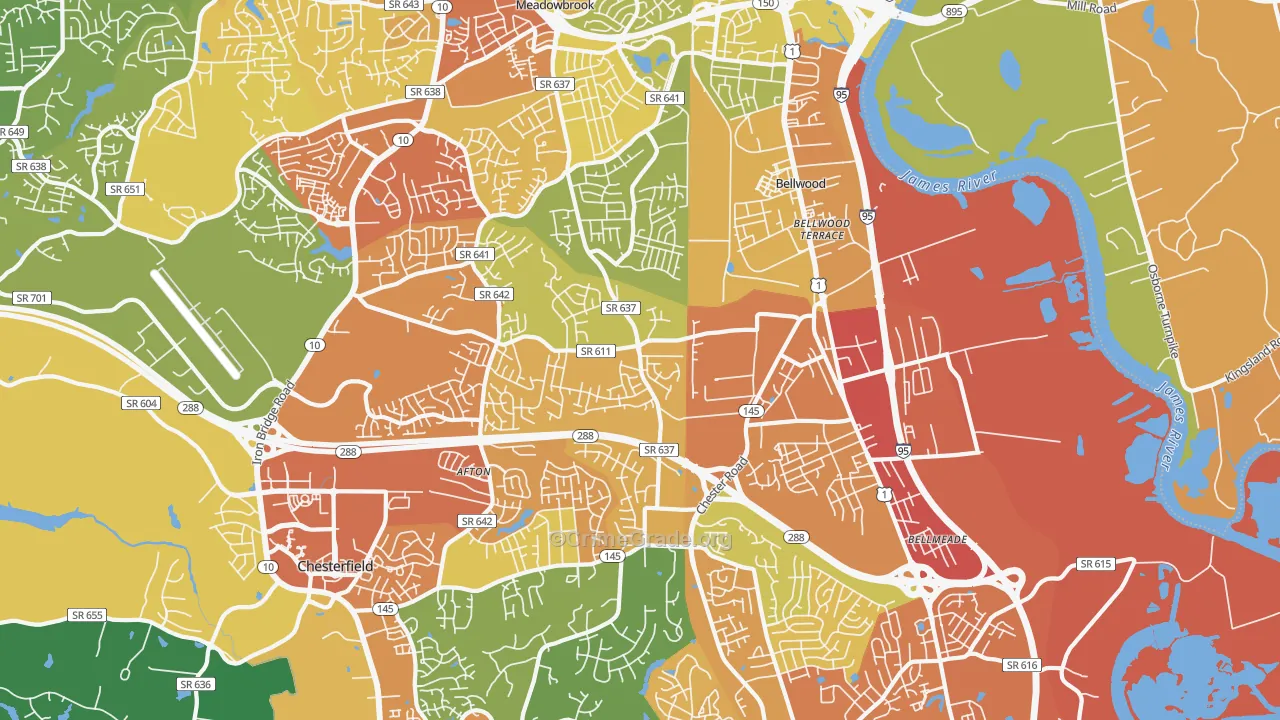 23237, VA Map of Drug-Related Crime Rates