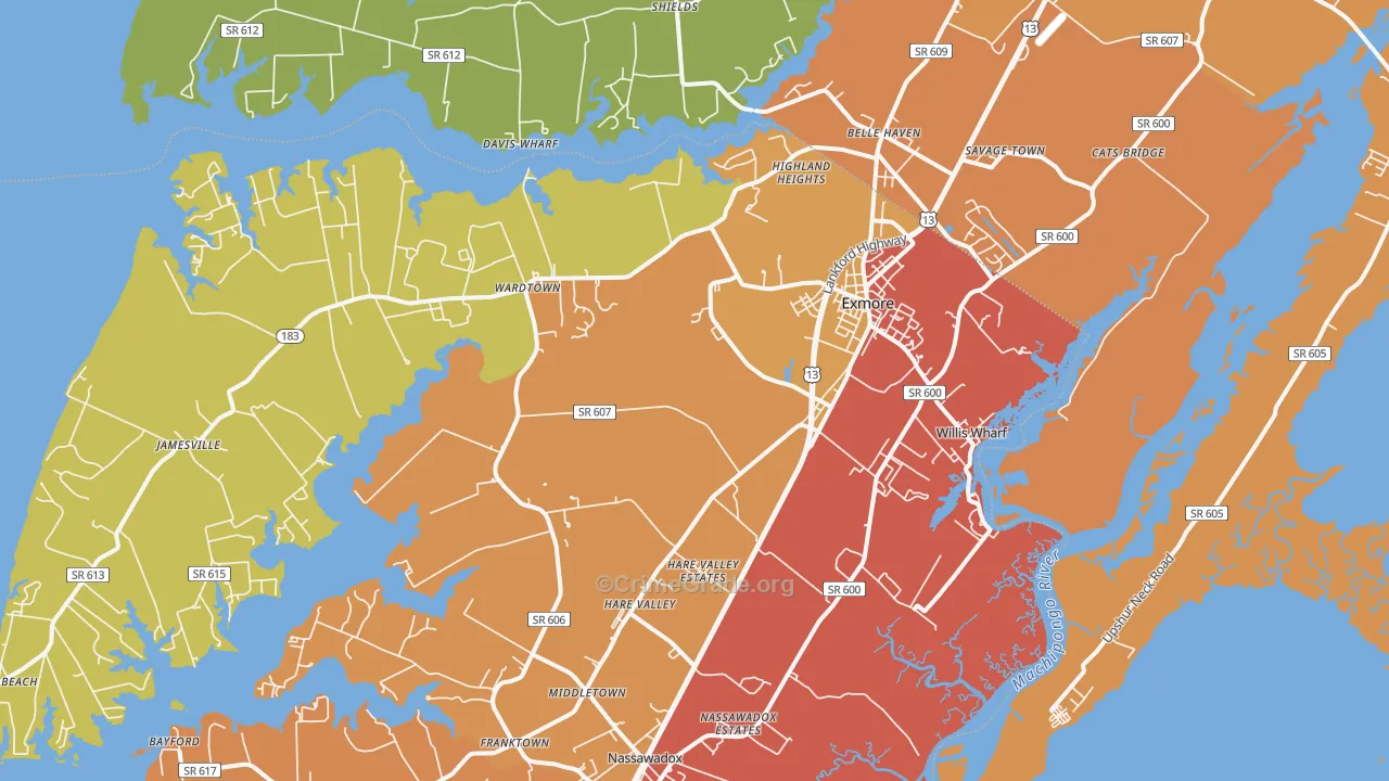 23350, VA Map of Drug-Related Crime Rates