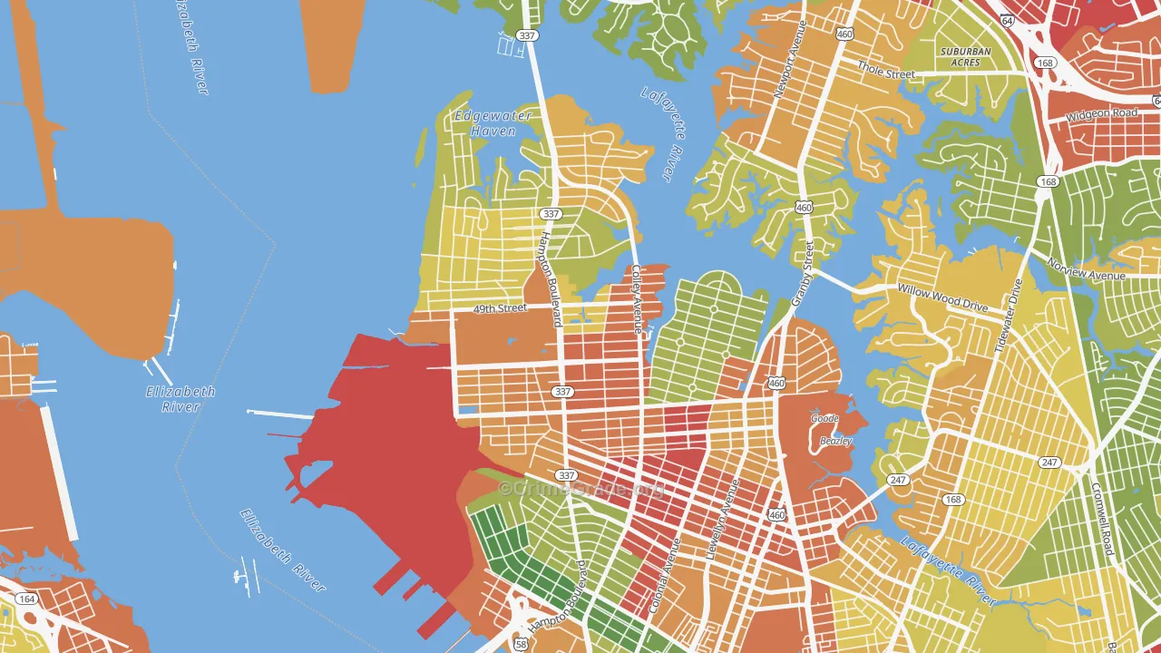 23508, VA Map of Drug-Related Crime Rates