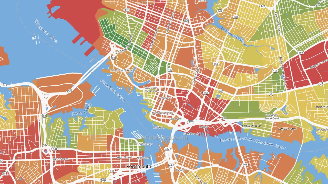 23510, VA Map of Drug-Related Crime Rates