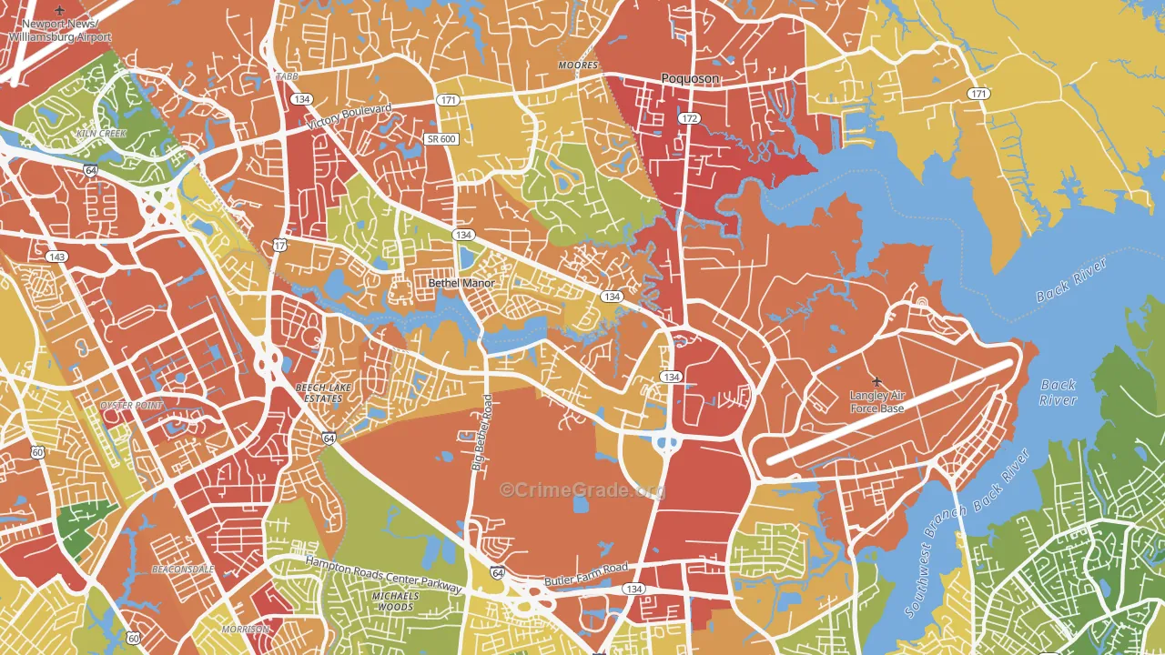 23665, VA Map of Drug-Related Crime Rates