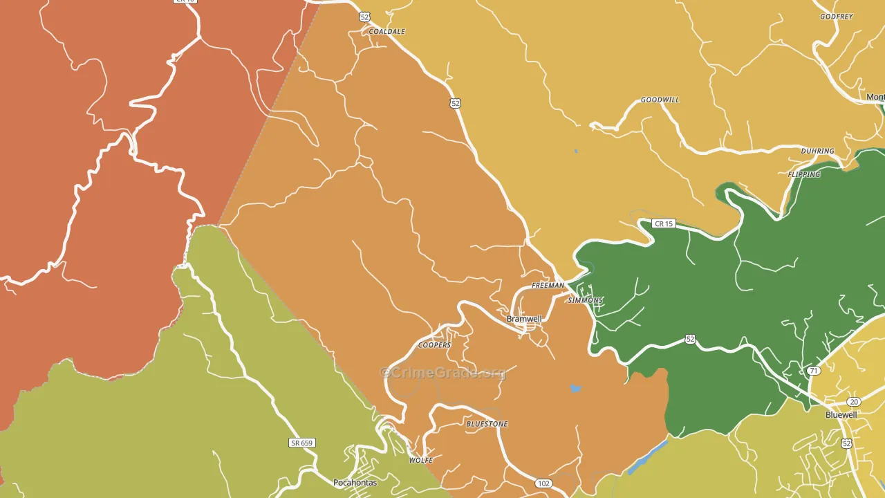 24715, WV Map of Drug-Related Crime Rates