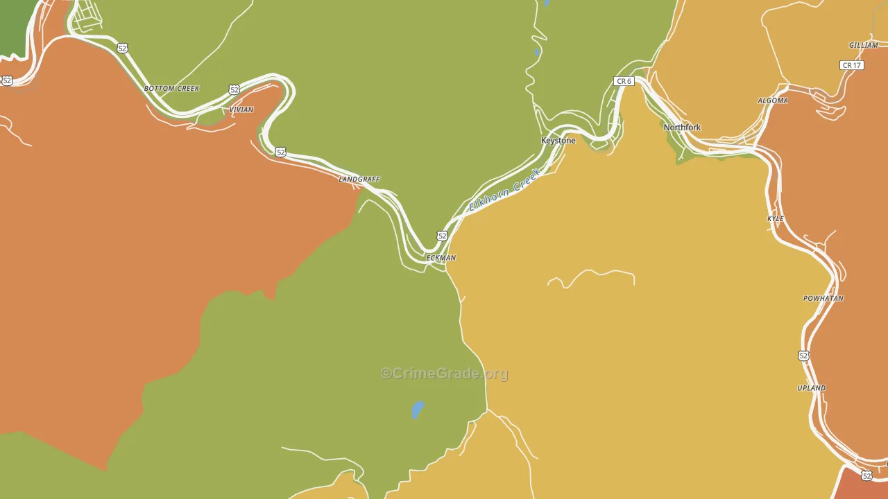24829, WV Map of Drug-Related Crime Rates
