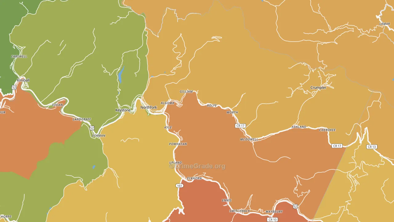 24868, WV Map of Drug-Related Crime Rates