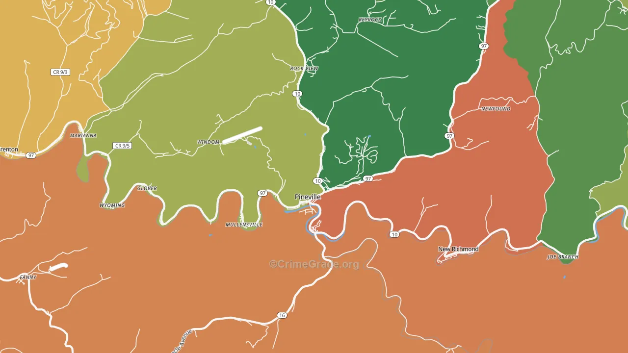 24874, WV Map of Drug-Related Crime Rates