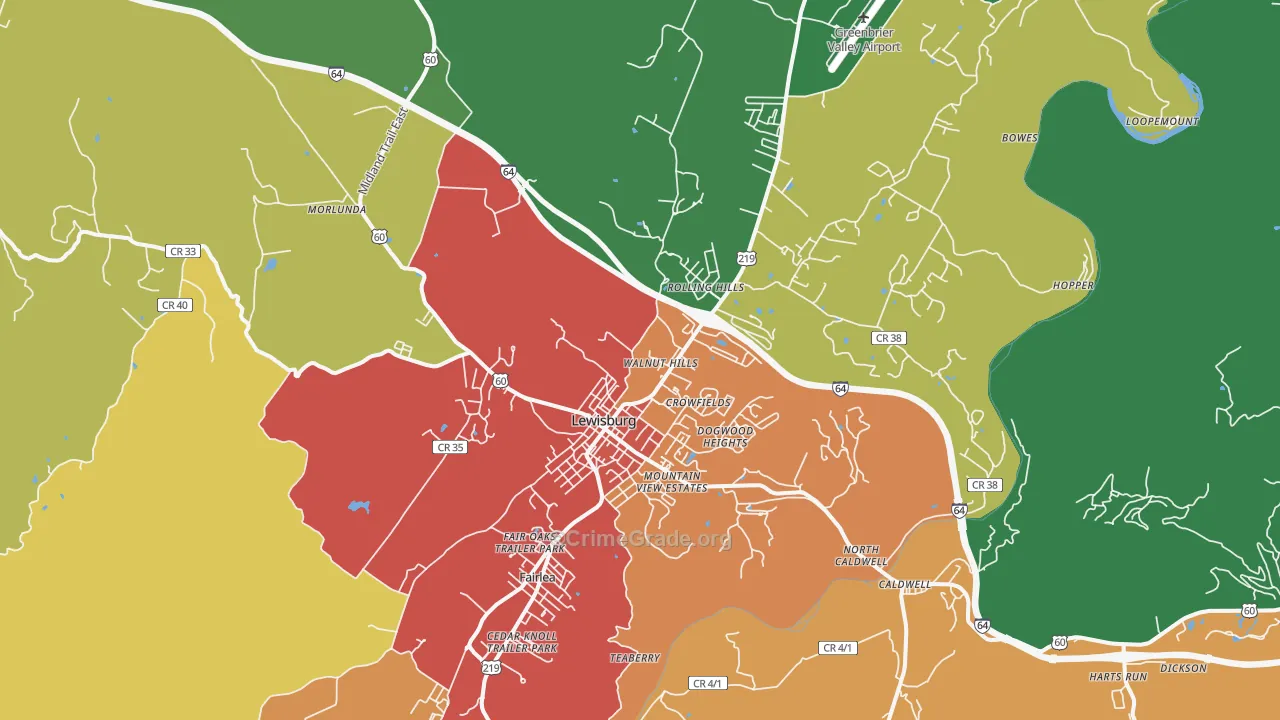 24901, WV Map of Drug-Related Crime Rates
