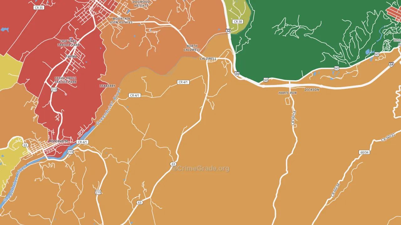 24925, WV Map of Drug-Related Crime Rates