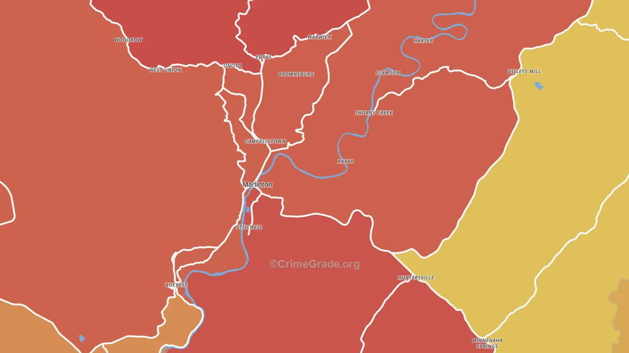 24954, WV Map of Drug-Related Crime Rates
