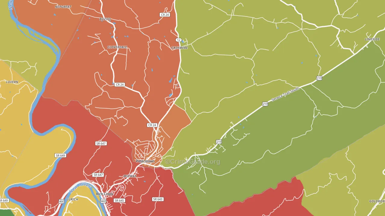 24963, WV Map of Drug-Related Crime Rates