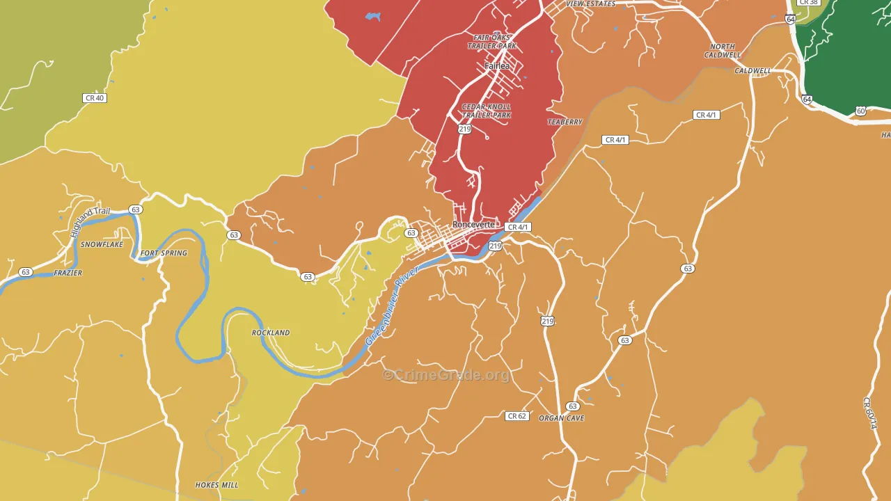 24970, WV Map of Drug-Related Crime Rates