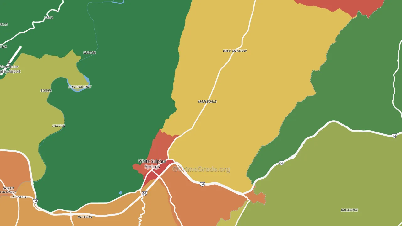 24986, WV Map of Drug-Related Crime Rates