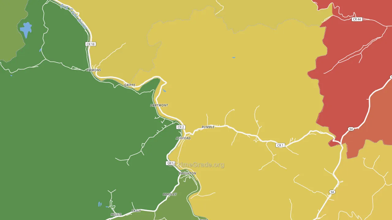 25009, WV Map of Drug-Related Crime Rates