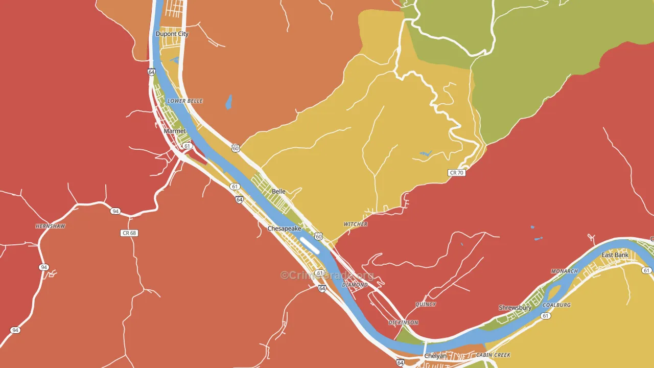 25015, WV Map of Drug-Related Crime Rates