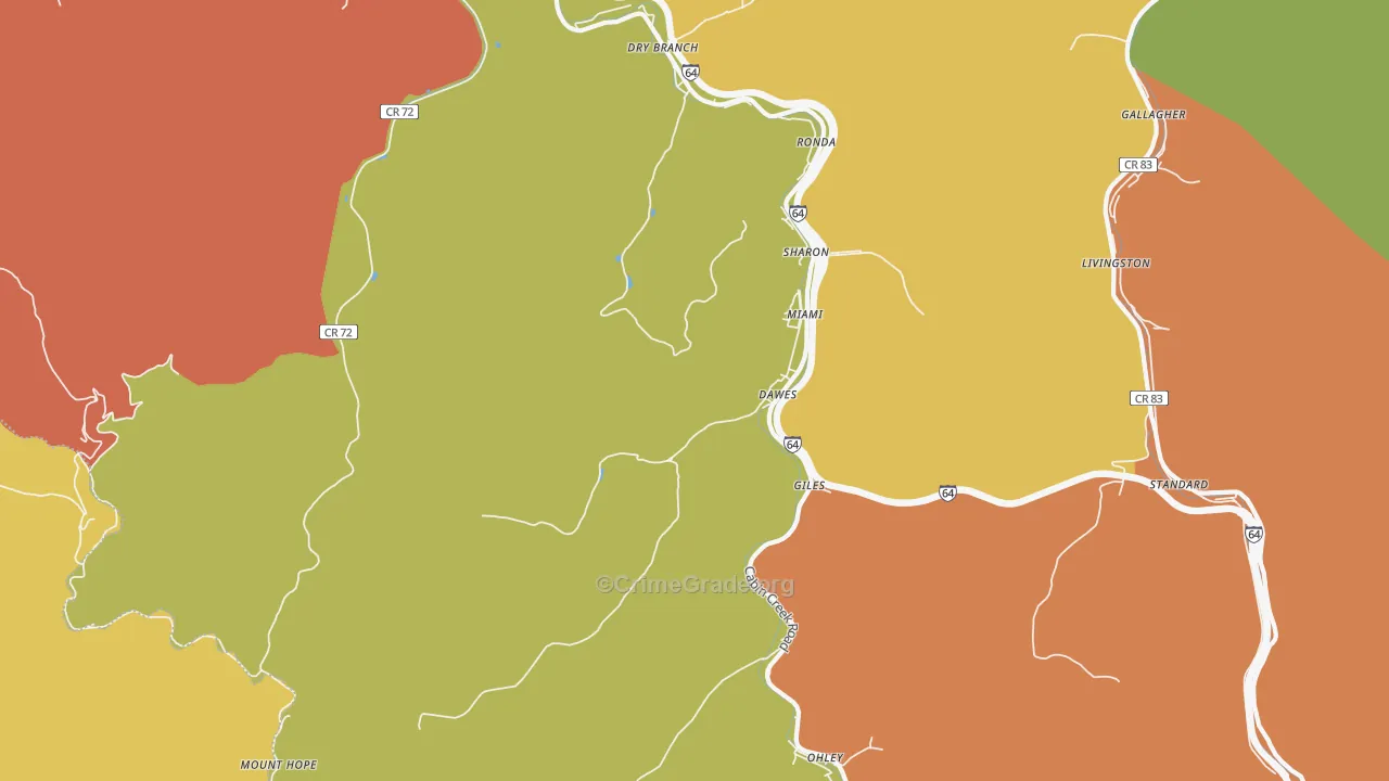 25054, WV Map of Drug-Related Crime Rates