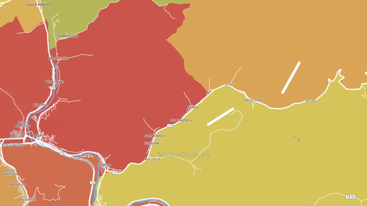25076, WV Map of Drug-Related Crime Rates