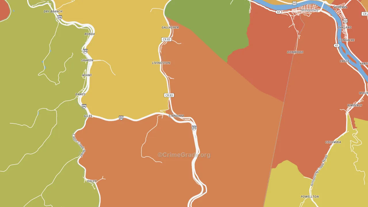 25083, WV Map of Drug-Related Crime Rates