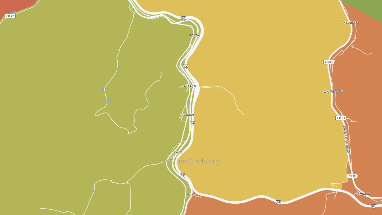 25134, WV Map of Drug-Related Crime Rates