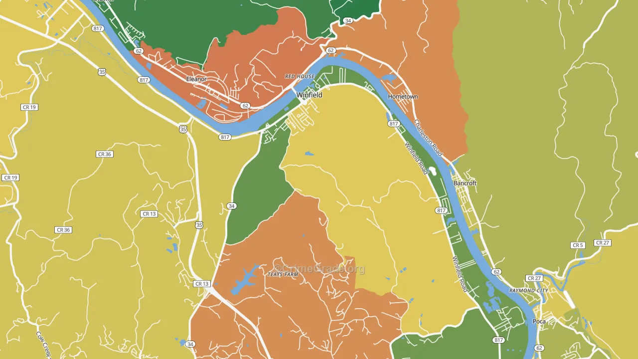 25213, WV Map of Drug-Related Crime Rates