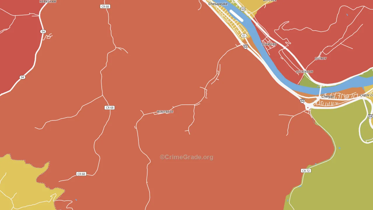 25214, WV Map of Drug-Related Crime Rates