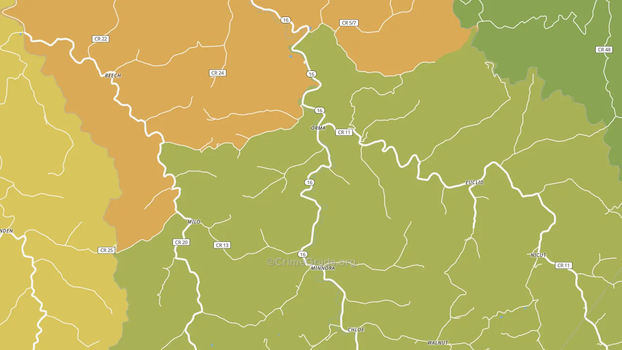 25268, WV Map of Drug-Related Crime Rates