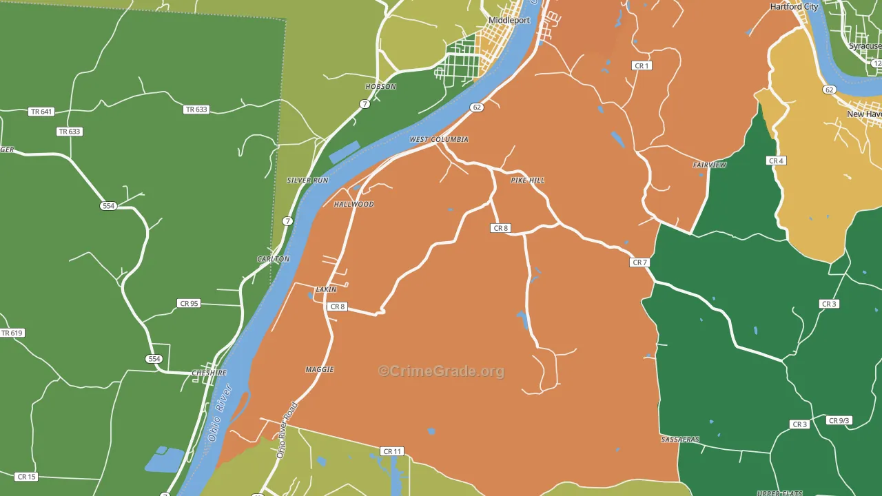 25287, WV Map of Drug-Related Crime Rates