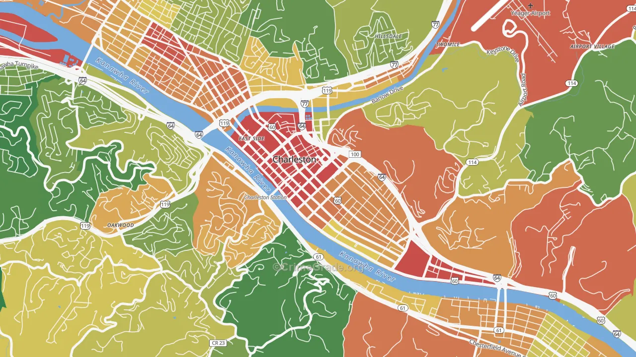 25301, WV Map of Drug-Related Crime Rates