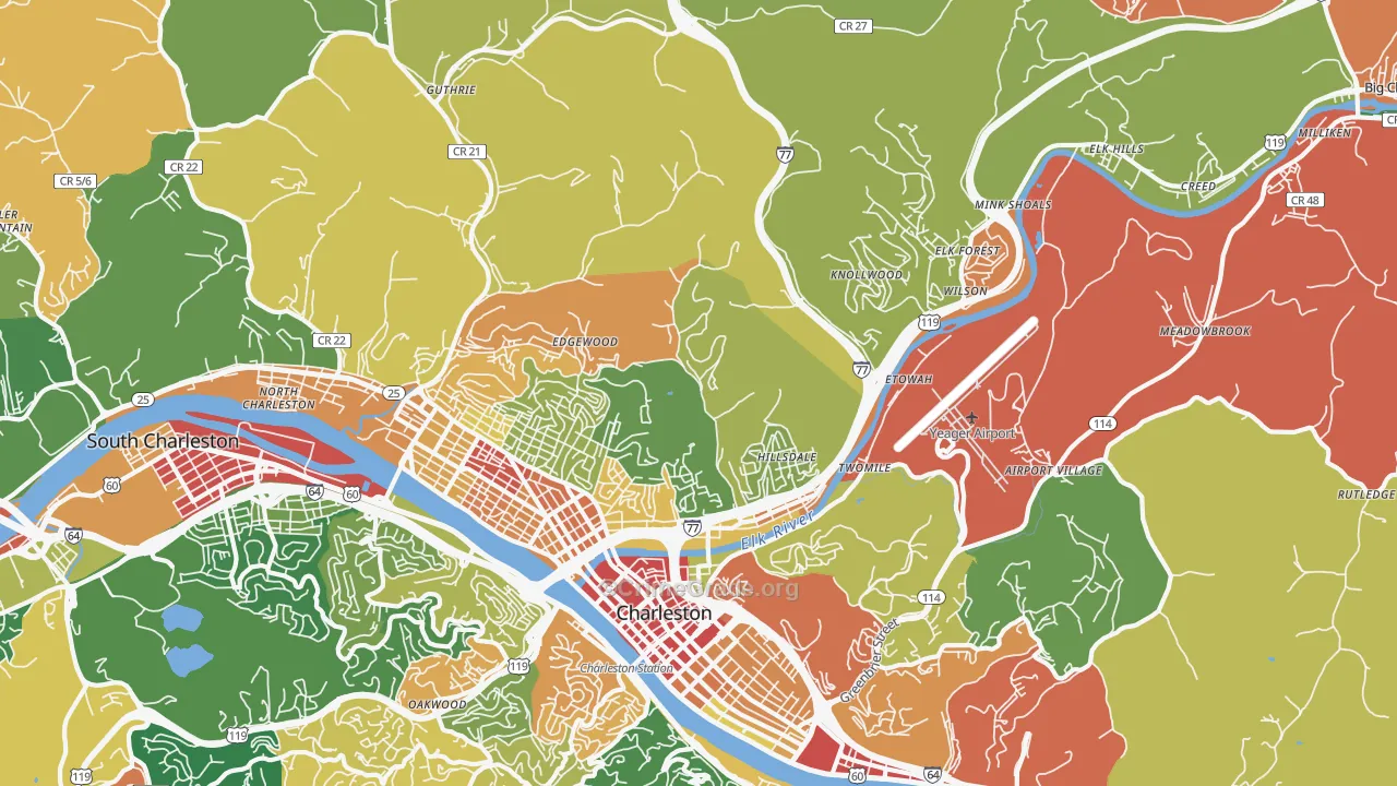 25302, WV Map of Drug-Related Crime Rates