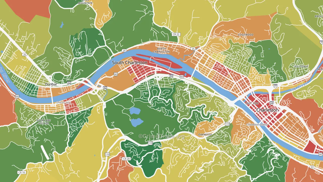 25303, WV Map of Drug-Related Crime Rates