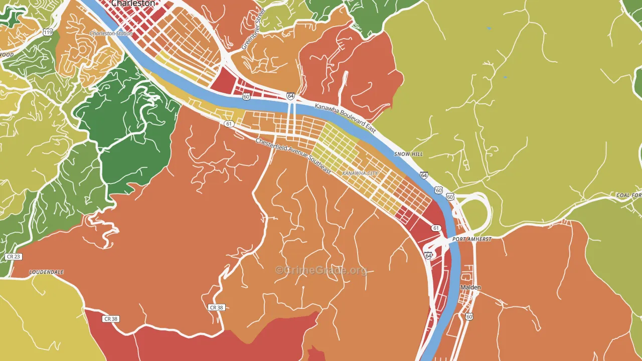 25304, WV Map of Drug-Related Crime Rates