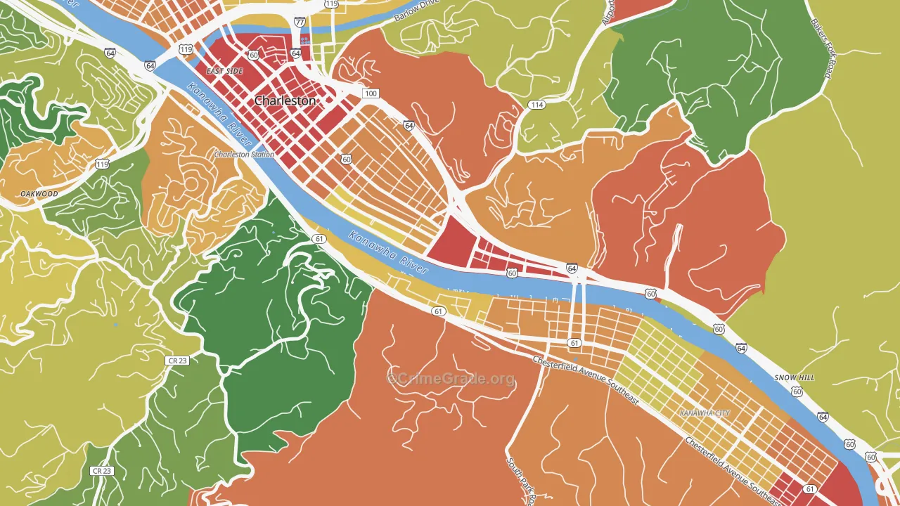 25305, WV Map of Drug-Related Crime Rates