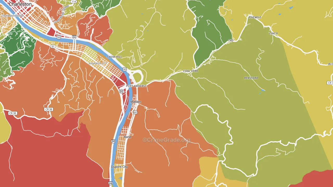 25306, WV Map of Drug-Related Crime Rates