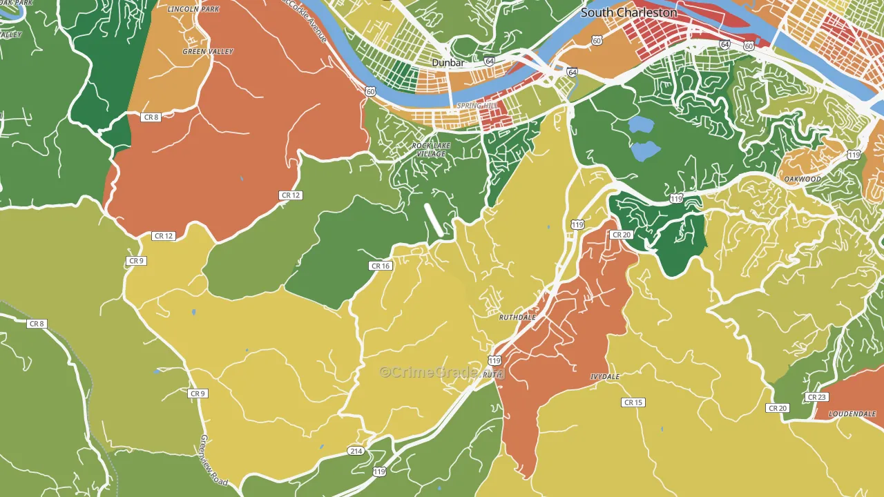 25309, WV Map of Drug-Related Crime Rates