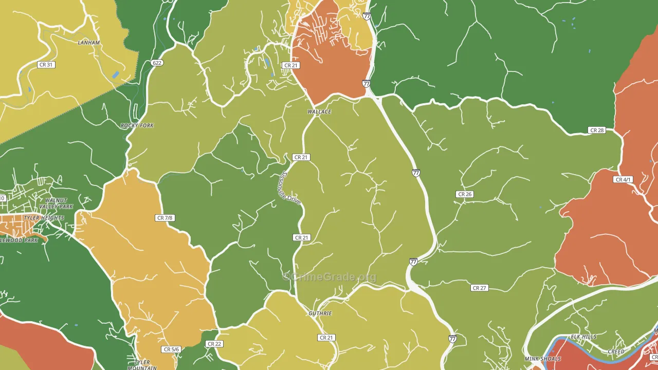 25312, WV Map of Drug-Related Crime Rates