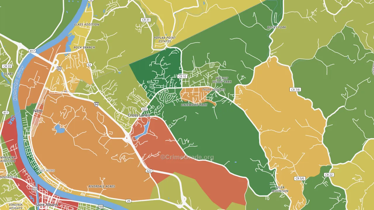 25313, WV Map of Drug-Related Crime Rates