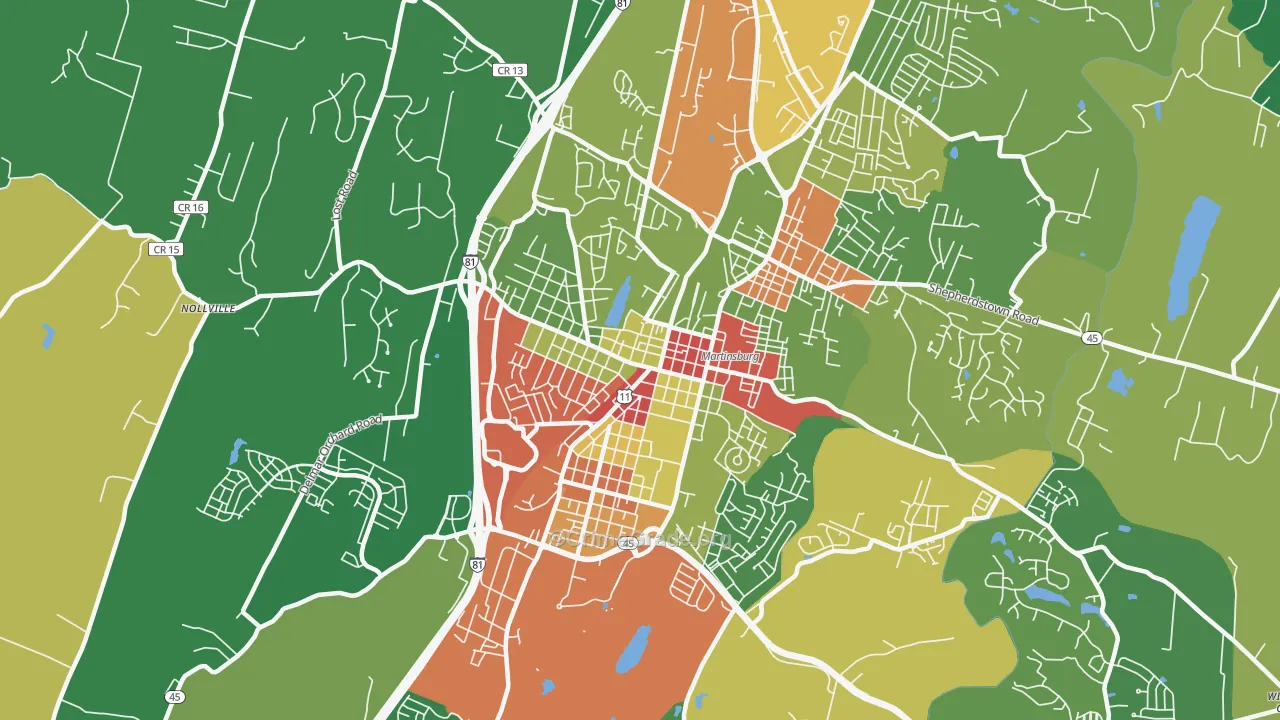 25401, WV Map of Drug-Related Crime Rates