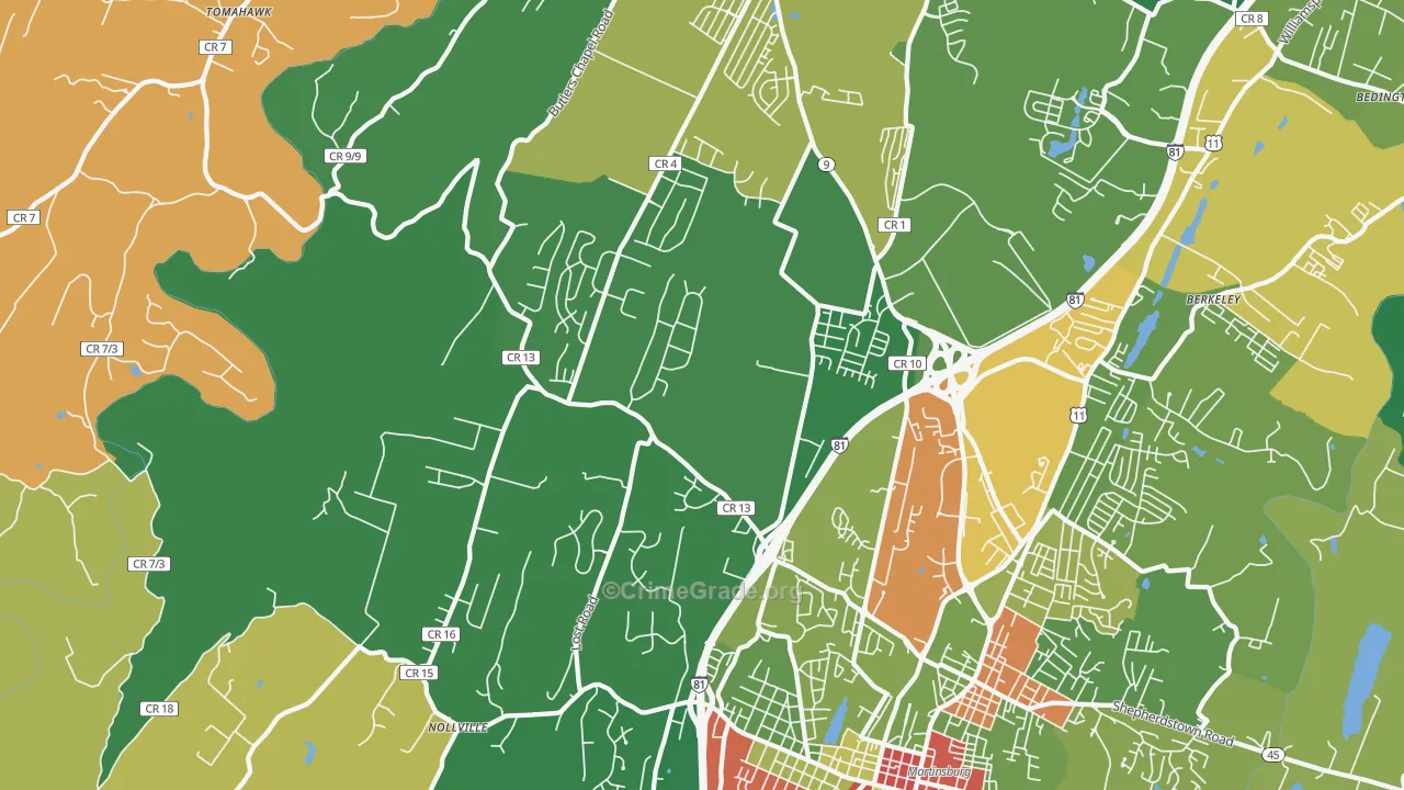 25403, WV Map of Drug-Related Crime Rates