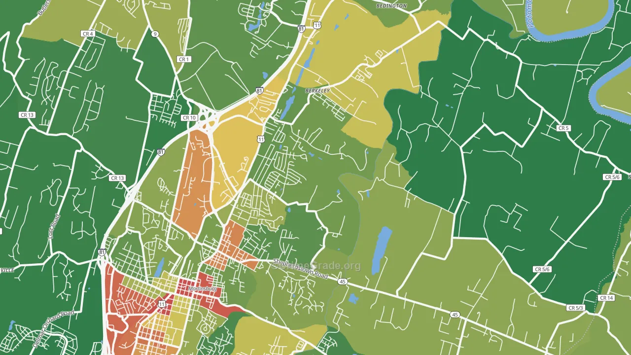 25404, WV Map of Drug-Related Crime Rates