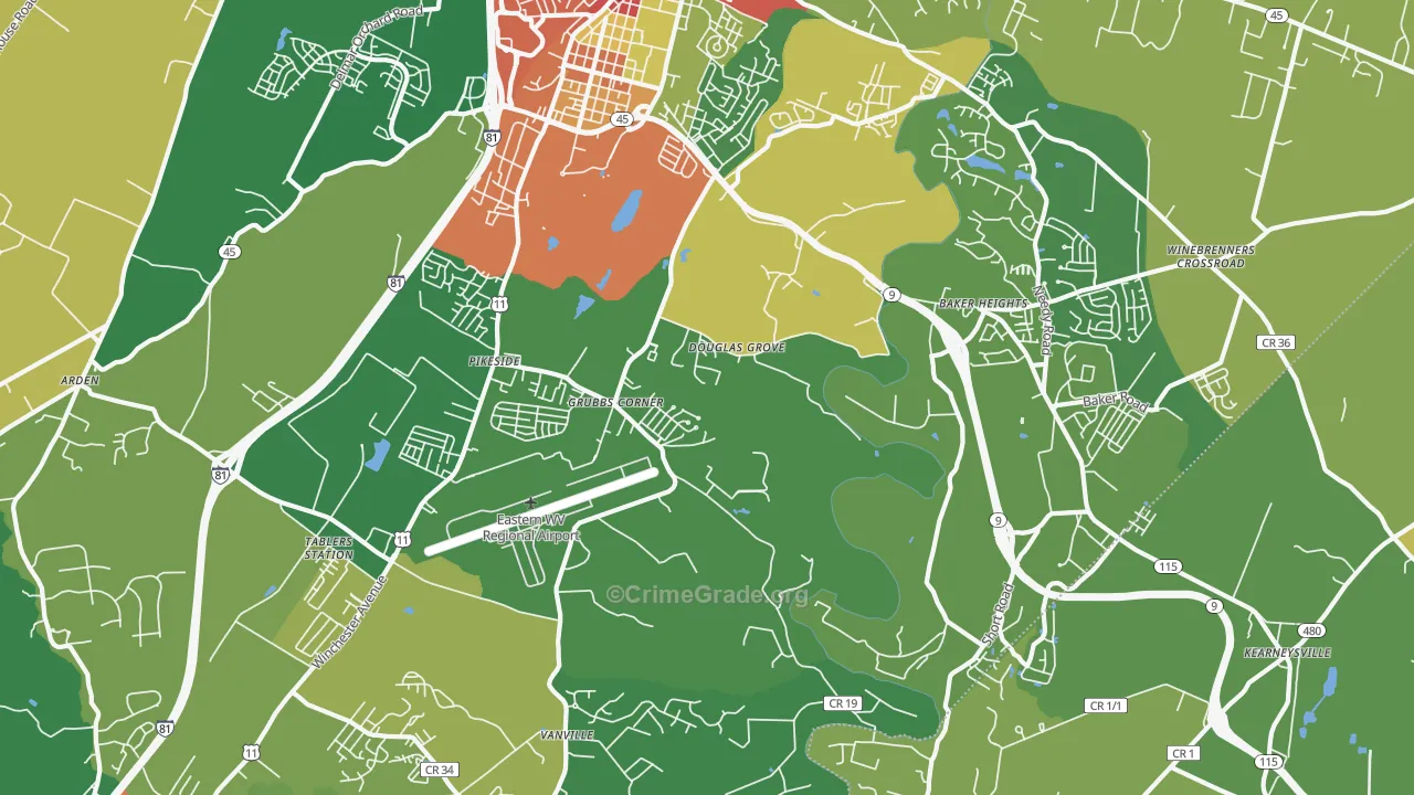 25405, WV Map of Drug-Related Crime Rates