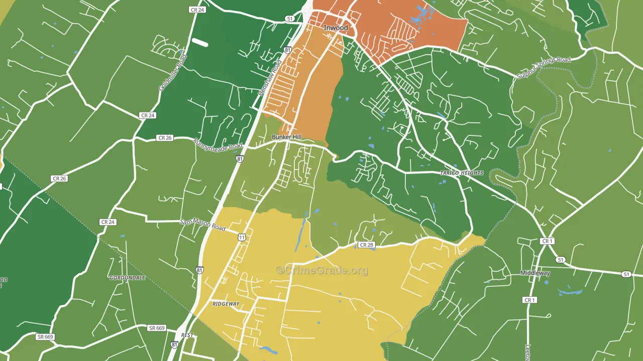 25413, WV Map of Drug-Related Crime Rates