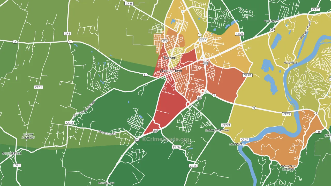 25414, WV Map of Drug-Related Crime Rates
