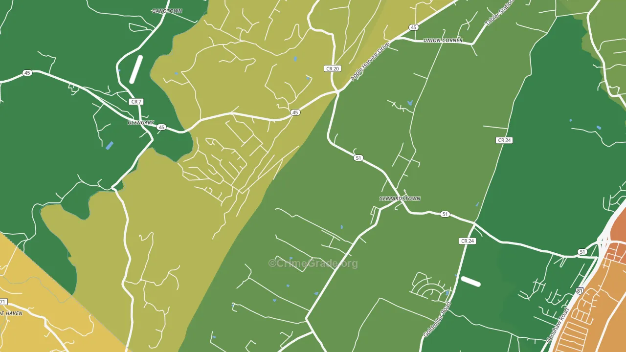 25420, WV Map of Drug-Related Crime Rates