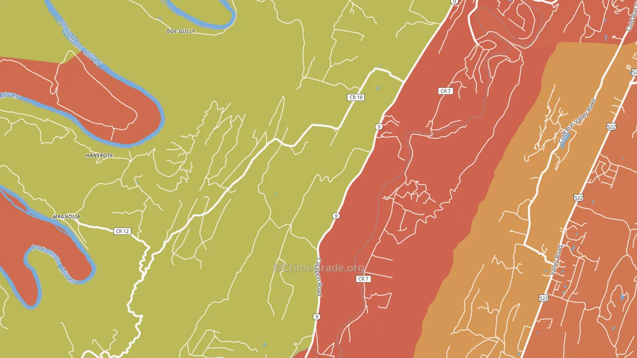 25422, WV Map of Drug-Related Crime Rates