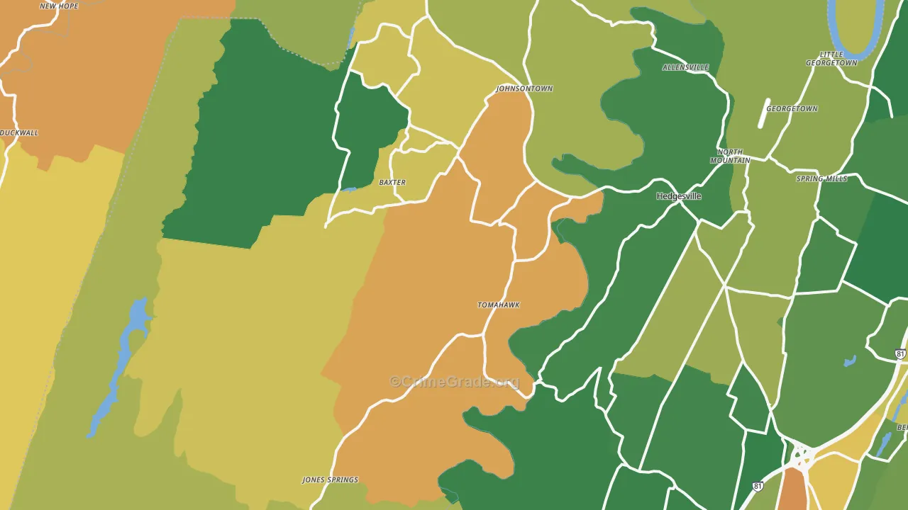 25427, WV Map of Drug-Related Crime Rates