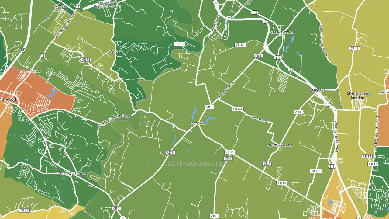 25430, WV Map of Drug-Related Crime Rates